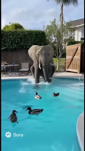 🏊‍♂️ 🦆Elephant Crashes Pool Party 🐘😂