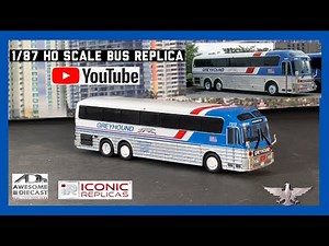 1/87 HO Scale Iconic Replicas Awesome Diecast Greyhound Eagle Model 10 Bus!