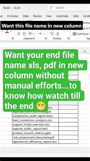 want to know how to get file name xls,pdf in Excel #excel #excelforbeginners #excelshortcuts