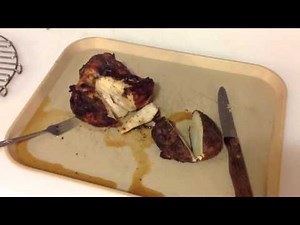 Char Broiler Big Easy smoker roaster grill / Chicken Breast/ Mojobricks Bar B Cubes
