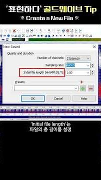 [골드웨이브 기초] '새 파일' 만들 때 꼭 확인해야 할 3가지 설정 #골드웨이브 #GoldWave #새파일 #모노 #스테레오