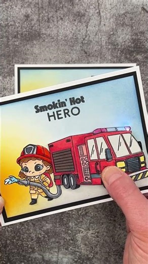 1 Stamp set 3 Interactive cards | Pajama Crafter Stamps Smokin’ Hot Heroes stamp set