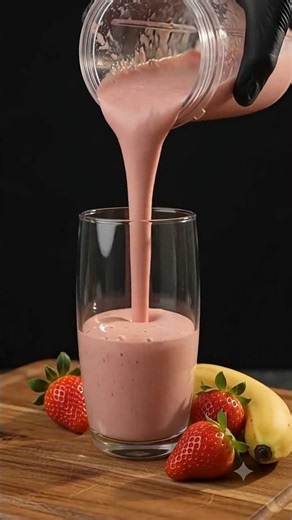 Strawberry banana smoothie #shorts #fruit #blender #satisfying #food #strawberry