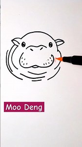 How to draw "Moo Deng", baby pygmy hippo from Thailand #moodeng #drawing #babyhippo