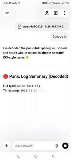 How to Decode iPhone Panic Log Using ChatGPT (No Mac, No Tools!)