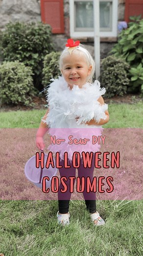 The Fashion Class on Instagram: "No Sew DIY Chicken Halloween Costume: Fun and feathery, this easy chicken costume is perfect for kids of all ages! Supplies: 2 White feather boas White sweatshirt or t shirt Glue Gun Headband Yellow, Black, Red Felt Sheet 9x12 Googly eyes (optional) Steps: Cut sleeves off of tshirt Glue end of boa to one shoulder Wrap boa loosely around the tee Glue with small dots once per wrap Glue end of boa to bottom of tee Cut out a 4” yellow triangle, glue to center of head