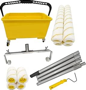 Paint Roller Kit - Adjustable 12-24 Inch Aluminium Alloy Paint Roller Frame,24L Paint Bucket,47 Inch Extension Pole,4Pcs 15.7 Inch Roller Sleeves and 4Pcs 4 Inch Roller Sleeves