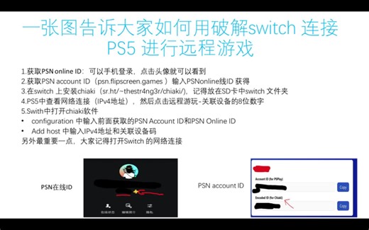 一张图告诉大家如何用switch 串流PS5的方法