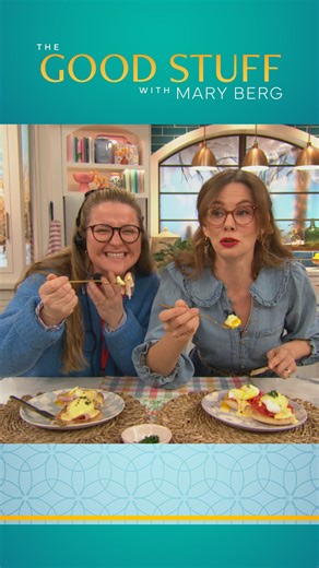 We're kicking off something delicious with the amazing Mary Berg! She's answering a question from our producer Charlotte with not one, but TWO incredible egg recipes: Poached Eggs AND Eggs Benny! 🤩 Get ready for brunch heaven! Find the full recipe at the link in bio or comment "RECIPE" below to have it delivered straight to your DMs! 📩 Happy cooking! #EggsBenedict #PoachedEggs #BrunchRecipes #MaryBerg #Foodie | The Good Stuff with Mary Berg