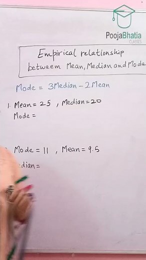 Empirical relationship between Mean,Median and Mode|Statistics| By Pooja Ma'am