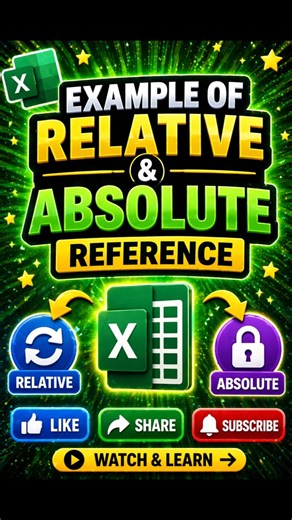 Explained Example of Relative and Absolute Reference in 30sec in MS Excel.