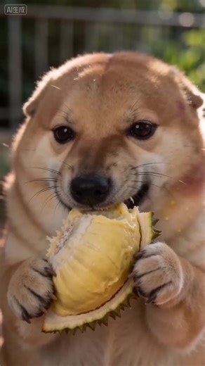 狗狗尝榴莲测试，看他的反应！