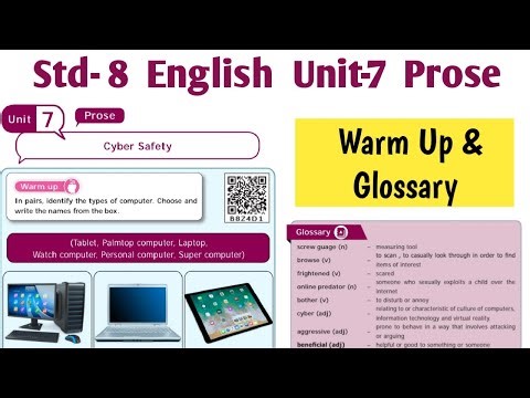 Cyber Safety Warm up and Glossary | 8th Standard English Unit 7