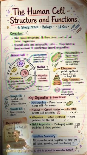 The Human Cell – Structure and Functions | Biology Study Notes 🧬🔬
