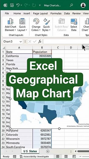 Excel World Map - Create U.S. Map Chart #excelwithbrainbell #excel
