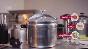 Universal (Large) 26-Quart Aluminum Pressure Cooker for Professional Use – Commercial-Grade, 1 Safety Valve, Reinforced Handles, Easy-Open Lid, – Ideal for Large Kitchens, and Restaurants