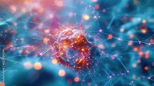 Pan through clusters of interconnected neurons, creating a sense of complex connectivity, 4K High-Quality Animation Science Biology Background Video