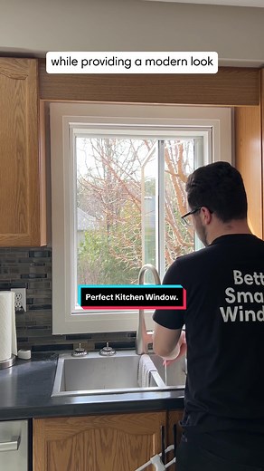 Our casement window is the perfect window to have over your sink in the kitchen. It opens to a full 90°, has a retractable bug screen, and provides a modern look with our slim frames. #homeimprovement #homerenovation #homeupgrade #renovationproject #renovation #ontariorenovation #bettersmarterwindows #windowscreen #windows #windowreplacement #casementwindow