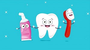 Brushing Teeth Concept With Cartoon Characters