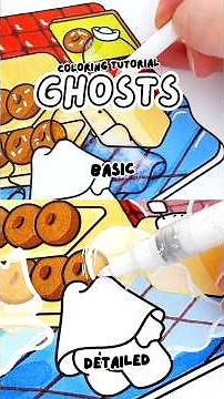 How to Draw / Color Ghosts👻 (satisfying asmr coloring tutorial) #coloring #satisfying #halloween