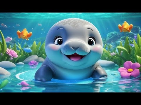 Plush Manatees Go Float Float Float Nursery Rhyme for Kids Songs Learning Fun