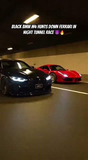 BMW M4 vs Ferrari Tunnel Race 🔥 M4 Pulls Ahead at the End!