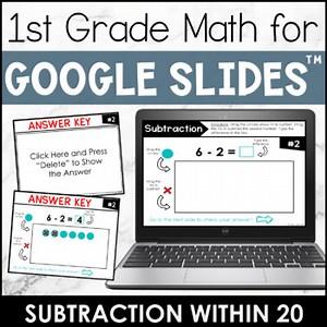 Subtraction within 20 First Grade Math Activity for Google Slides