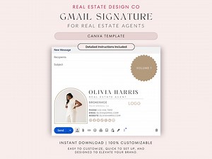 Real Estate Agent Email Signature Canva Template, Gmail, Professional - Etsy