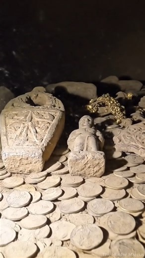 Raw footage from deep inside an ancient place. This video reveals piles of dusty Ottoman gold coins, statues, and ancient jewelry, hidden for centuries. #treasurehunt #treasure #history #treasurehunter #gold | The Hunter Marcus