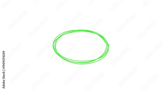 Oval selection with a green pen. Animation of the line moving in a circle. Highlighting something important.