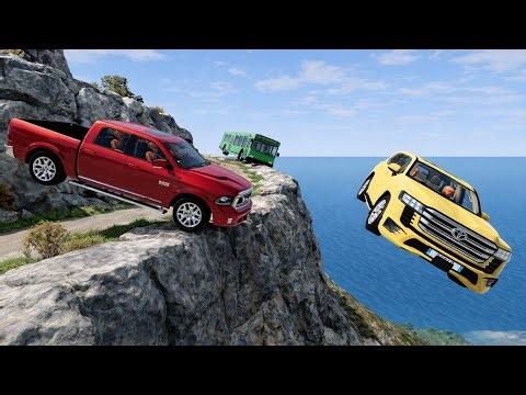 Burning Bus Falls 😱 Car Slips Off Cliff | BeamNG Drive #129!