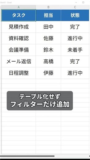 フィルターを一瞬で追加するExcelワザ