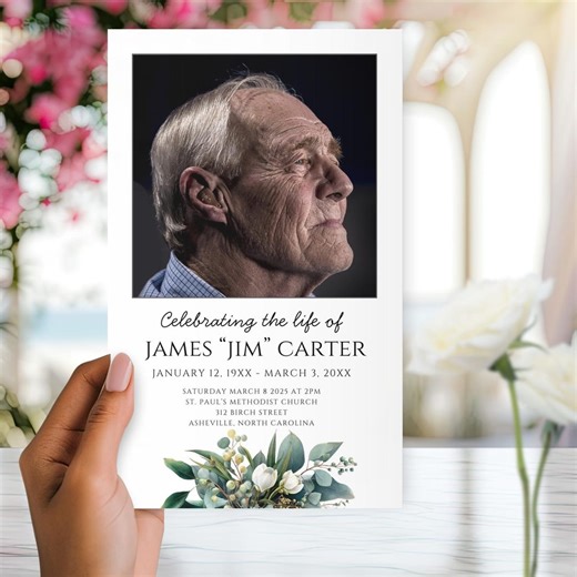 Memorial Invitation Template Editable Funeral Announcement Canva Celebration of Life Instant Download - Etsy