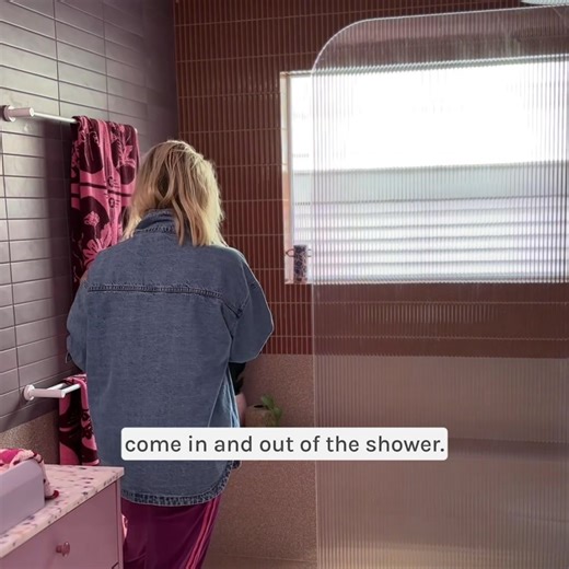 We can’t get enough of this striking, fun bathroom design by @sosallysaid ✨ Our Fluted Fixed Panel Shower Screen is a perfect fit for her playful space. Thanks for choosing Future Glass, Sally! We love seeing our pieces in homes as fun as yours. | Future Glass Australia