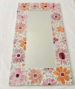 Miroir mosaïque murale décorative avec fleurs rose et orange - Etsy France