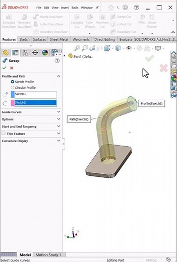 This SolidWorks Sweep Looks Insanely Clean 🔥⚙️#solidworks #CAD #SolidWorksShorts #shorts
