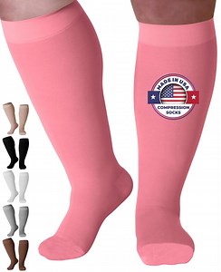 Plus Size Compression Stockings for Women and Men 20-30mmHg Pink, 5X-Large