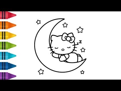 Hello Kitty Sleeping Moon 🌕Drawing, Painting & Coloring For Kids and Toddlers_Child Art