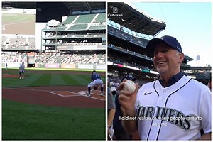 Watch: 2021 Boeing Classic champion Rod Pampling throws the first pitch at the Seattle Mariners game