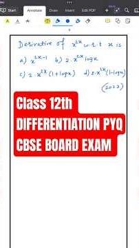 Derivative of x^2x w.r.t x is | Class 12th| Differentiation PYQ| CBSE BOARD EXAM PYQ SOLUTION