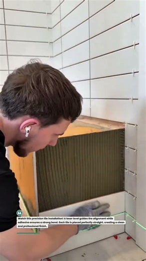 Perfect Tile Alignment with Laser! #tiling #construction #DIY #shorts #builder #tools