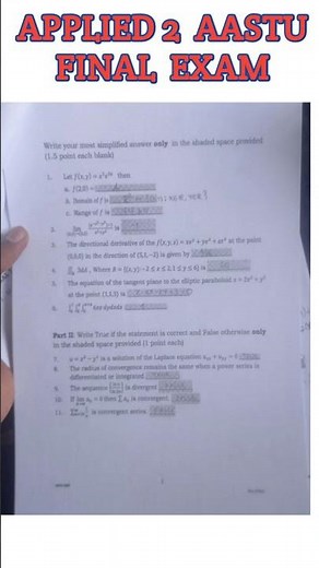 ADDIS ABEBA SCIENCE AND TECHNOLOGY AAPLIED 2 FINAL EXAM PART 1