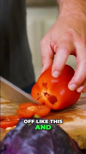 Chef’s Secret to Perfect Bell Pepper Cuts! 🥗✨