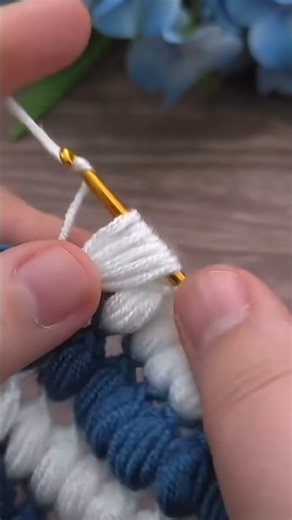 Satisfying Blue & White Puff Stitch Crochet Blanket