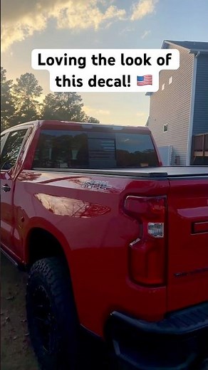 Chevy Silverado Black American Flag Decal for Back Window.