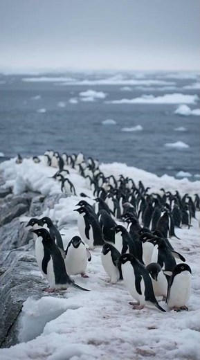 “A whole penguin colony in motion… this is unreal! 🐧😳❄️