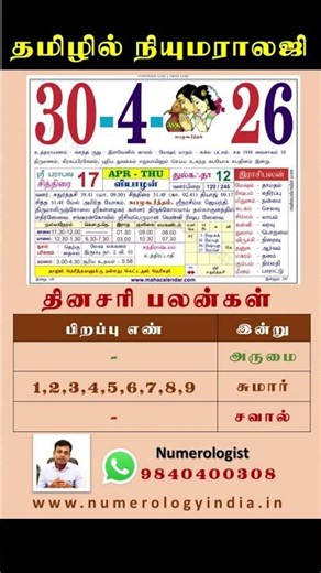 30-04-2026 Numerology Daily Palangal