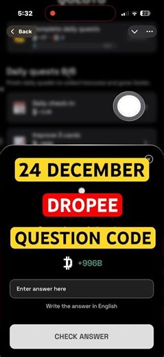 24 December Dropee Question of the day | Dropee Question of the day Today |