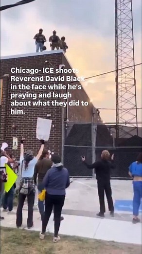 Chicago- ICE shoots Reverend David Black in the face while he’s praying and laugh about what they did to him. Last month, the Rev. David Black stood in front of a Chicago-area U.S. Immigration and Customs Enforcement facility and spread his arms wide. Adorned in all black and wearing a clerical collar, the pastor looked up at a group of masked, heavily armed ICE agents on the roof and began to pray. “I invited them to repentance,” Black, a minister in the Presbyterian Church (USA), said in an in