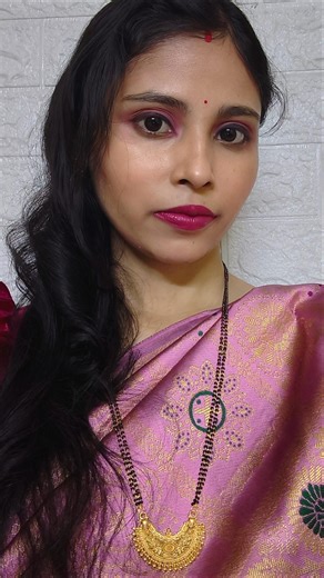 pink banarasi silk saree indian marriage women makeup look tutorial for beginners easy #viral